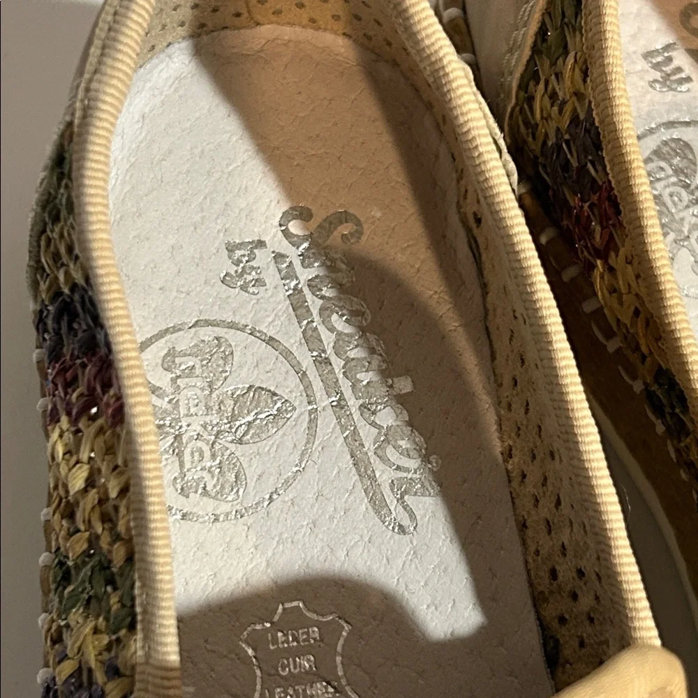 Rieker Woven Multicolor Raffia Slip-On Comfort Sneakers Leather Insole size 36